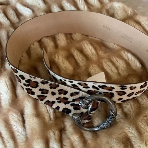 VTG Streets Ahead Pony Hair Leopard Belt Western Silver Buckle S Deadstock Chrome Hearts Pony Hair Leopard Gunslinger Belt – Justin Reed main image 4